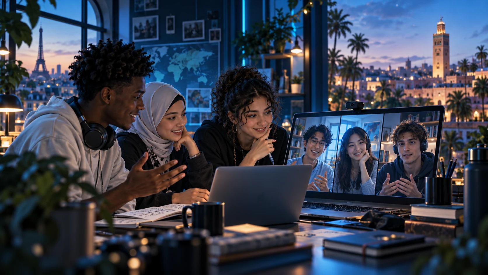 Échange entre jeunes autour d’un travail en cours